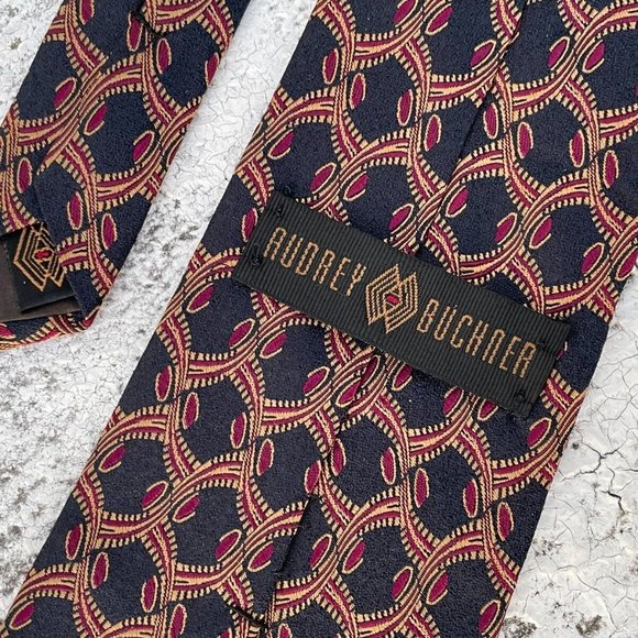 Audrey Buckner Men Tie Brown Europian Silk Hand Tailored Classic Necktie - Picture 9 of 9